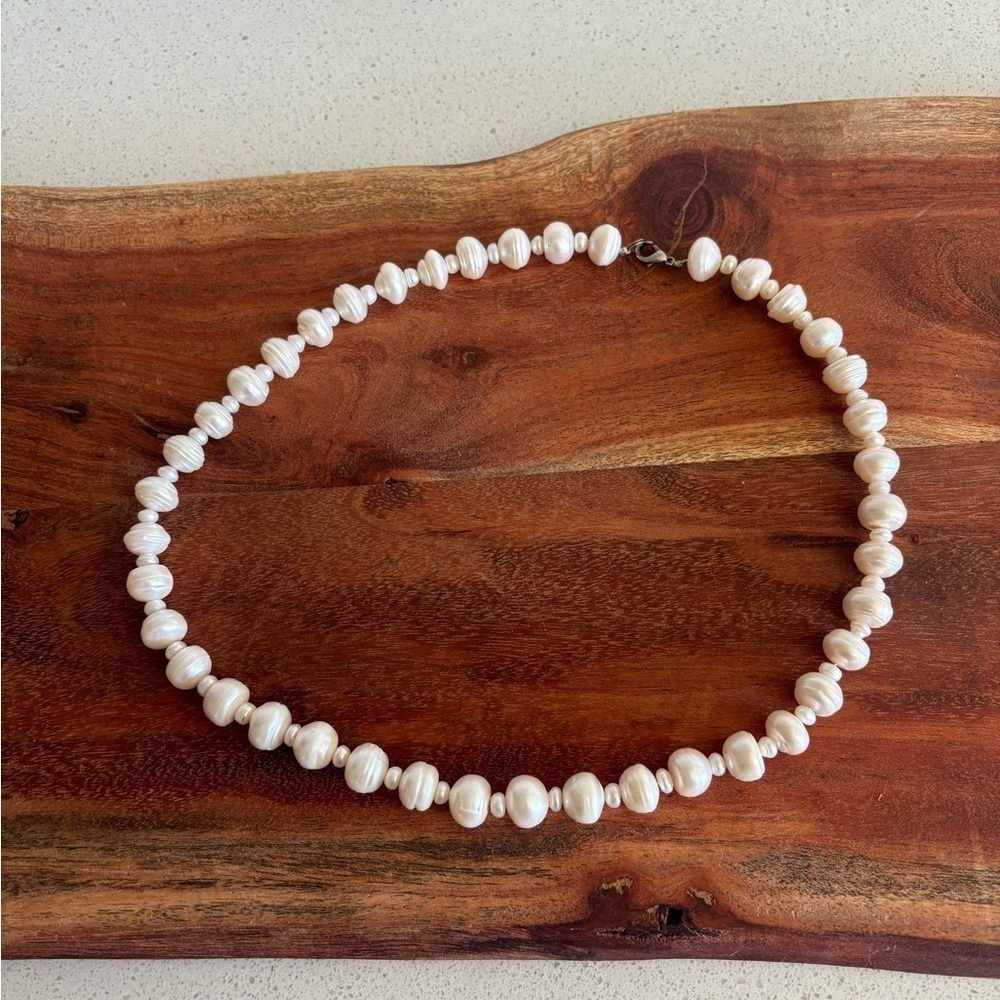 Vintage Natural 4-6mm White Freshwater Baroque Pearl Necklace 20" Gift Women